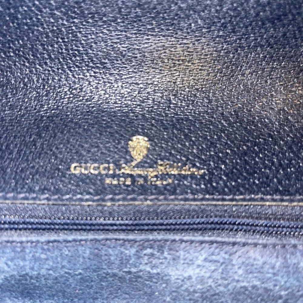 Vintage Gucci GG Monogram Navy-blue Clutch Purse W/ Dust Bag - Picture 5 of 9